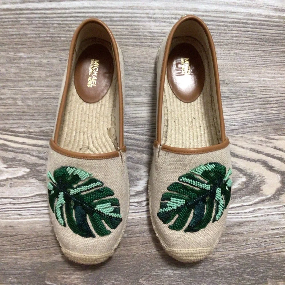 MICHAEL Michael Kors Monstera Leaf Flat Espadrille 7.5 NIB